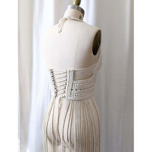 Loose Silhouette Macrame Goddess <b>Dress</b> Bohemian Bride Festival <b>Dress</b> with Natural Waistline - Product Image 2
