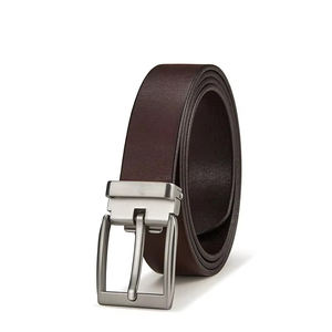 Cinturón de Cuero Marrón Sólido para Hombre al por Mayor, Hebilla Clásica de Una Sola Punta, Cinturón Formal Personalizado con Marca, OEM - Product Image 5