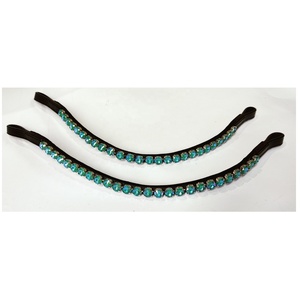 Brochas de una sola fila de diamantes de imitación, de cristal brillante, acolchadas y curvadas, de cuero, para caballos, venta al por mayor - Product Image 2