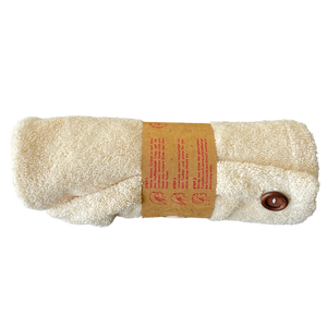 Toalla Turbante para el Cabello de 25x70 cm con Botón de Madera, 100% Algodón, 450 G/m2, Absorbente y Suave, Diseño y Tamaño de Color Personalizado - Product Image 1