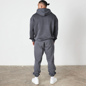 Sudadera con capucha y Jersey de gran tamaño azul vaquero con logotipo de fabricante personalizado OEM chándal unisex de algodón pesado para hombre - Product Image 2