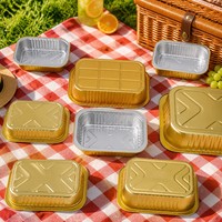 Barquette alimentaire rectangulaire jetable en aluminium, compatible four, pour préparation de repas, plaque de cuisson laquée pour la restauration