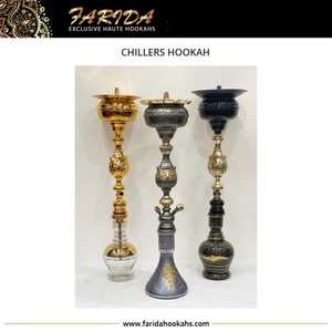 Cachimba de Lujo con Diseño Egipcio, Modelo Farida Gold Lacquer Ice Chamber, Juego de Shisha Pequeño de Latón con Caja de Vidrio y Acero Inoxidable, Venta al por Mayor - Product Image 2