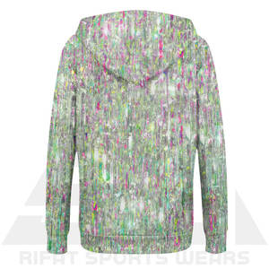 เสื้อฮู้ดผู้หญิงทรงโอเวอร์ไซส์ ผ้าเทอร์รี่ พิมพ์ลายคริสตัลโฮโลแกรมหลากสี ซิปหน้า สไตล์ Glitch Core Aesthetic สำหรับฤดูหนาว - Product Image 5
