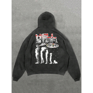 Sudadera con capucha de peso pesado lavada para hombre de algodón 100% de la mejor calidad, Térmica de gran tamaño personalizada para invierno, OEM, ODM, MOQ bajo, técnicas personalizadas - Product Image 4