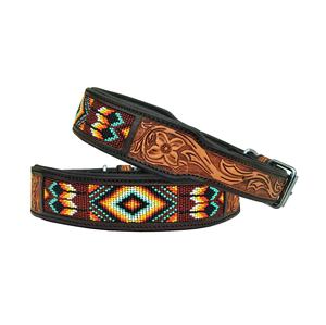 New Arrival Pet Leashes Cow Leather Soft Padded <b>Beaded</b> <b>Dog</b> <b>Collar</b> With Hand Tooling & Carving Manufacturer Custom Made <b>Collar</b> - Product Image 3