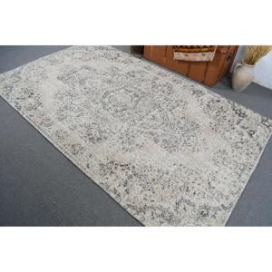 พรมวินเทจตุรกีขนาดใหญ่ 5.2x8.7 ฟุต (160x264 ซม.) ลายดอกไม้สีเทา - Product Image 3