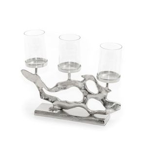 Modern Silver Metal Candle <b>Holder</b> with 3 <b>Glass</b> Votive <b>Holders</b> Decorative Centerpiece for Home, Wedding & Events - Product Image 1
