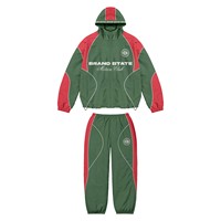 Ensemble de survêtement vintage d'hiver personnalisé imprimé en gros, coupe-vent, veste à capuche et pantalon de jogging, en nylon réfléchissant pour l'entraînement technique