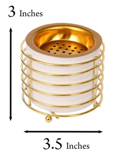 กระถางธูปสไตล์อาหรับหรูหราสำหรับตกแต่งบ้านที่ใส่ธูปโลหะสีทอง - Product Image 5