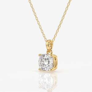 Colgante de Plata de Ley con Moissanita Corte Cojín y Diamante Solitario Deslumbrante - Product Image 3