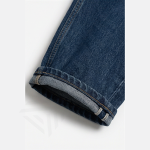 Jeans Baggy Homme Personnalisés Coupe Droite en Coton Denim Brut à Bordures Brutes Décoration Boutons Respirant Solide Vente en Gros Hiver Automne - Product Image 6