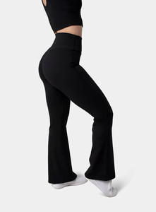 Womens <b>Flare</b> Leggings High Waist Seamless Yoga Pants Butt Lifting Workout Falred Leggings Slim Fit Gym Activewear - Product Image 3