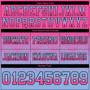 Wholesale <b>Top</b> Quality Custom Logo Gradient Square Shape Pattern Black Pink Light <b>Blue</b> <b>Mesh</b> Breathable American Football Jersey - Product Image 3