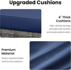 Ensemble de meubles de patio modulaires en osier avec coussins et table basse pour porche extérieur et jardin - Product Image 3