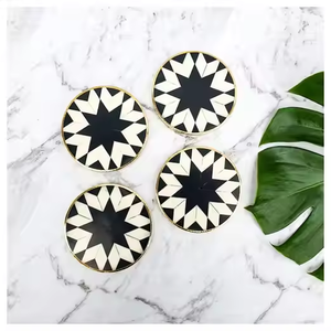 Juego de posavasos de alta demanda de 4 posavasos cuadrados naturales amarillos mostaza Opción de logotipo grabado para decoración de bar y hogar. - Product Image 4