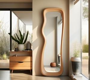 Luxury <b>Walnut</b> Art Deco Handmade Wooden Standing <b>Mirror</b> Eco-Friendly Lightweight Decorative Home <b>Mirror</b> at Best Price - Product Image 4