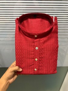 เสื้อคุर्ตาผู้ชายลายเรขาคณิตปักลายผ้าไหม/ผ้าฝ้าย ระบายอากาศได้ดี ไม่ยับ จากผู้ส่งออกขายส่ง Fabzone - Product Image 4