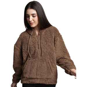 Sweat à capuche décontracté pour femme de haute qualité, broderie, logo frontal, 100 % coton tricoté, offre ODM - Product Image 5