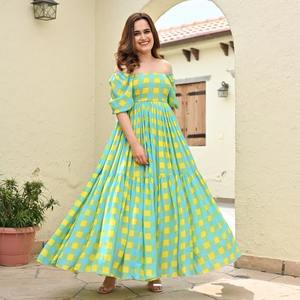 ชุดแม็กซี่เดรสแขนพองเปิดไหล่, ใหม่ชุดเดรสแขนพองผ้าฝ้ายทำด้วยมือมีสไตล์สำหรับงานแต่งงานเจ้าสาวของขวัญฮันนีมูน - Product Image 4