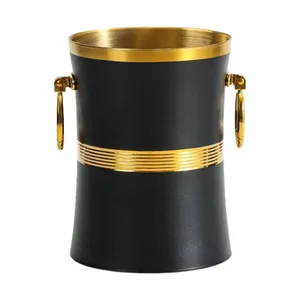 Top Best Selling eye-catching double color matching design Metal Black Ice Bucket For Home And Kitchen Outdoor Wedding Parties