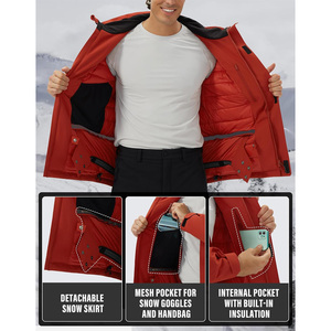 Veste de ski sur mesure OEM Vêtements d'extérieur d'hiver Tissu coupe-vent imperméable Capuche chauffante Fermeture éclair Marque privée Options d'impression de logo - Product Image 4