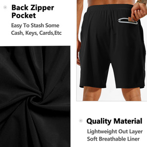 Men's Gym Shorts New Style Quick Dry Breathable Fitness Jogger with Double <b>Layers</b> Solid Pattern Custom Logo - Product Image 6