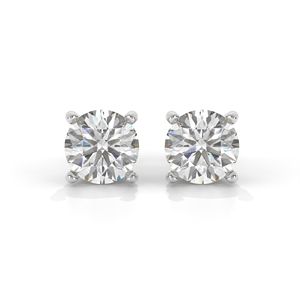 Boucles d'oreilles personnalisées en or massif 14 carats D couleur VVS 1ct Boucles d'oreilles en diamant de laboratoire Clous solitaires ronds et brillants - Product Image 3