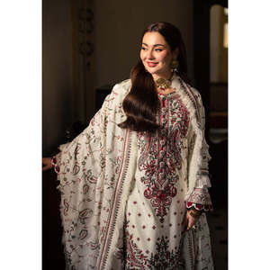 Colección ASIM JOFA-3PC DHANAK para Mujer, Camisa Elegante de Manga Larga con Cuello Redondo y Bordado de Lentejuelas, Pantalón Tipo Chal, BIC-4060 - Product Image 6