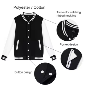 Chaqueta Vaquera Universitaria de Cuero de Primera Calidad para Hombre y Mujer, Personalizable, Deportiva, Impermeable para Otoño, ODM en Negro - Product Image 2