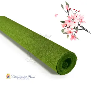Ready-to-Ship 90gr Green Crepe Paper Rolls 100% Pulp Material for Crafts Bouquet and Wedding Flower Gifts Made in Italy