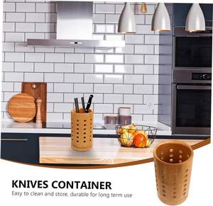 ถังไม้เก็บเครื่องใช้ในครัวกล่องไม้จัดระเบียบอุปกรณ์ทำอาหารที่วางช้อนส้อมตะเกียบ - Product Image 3