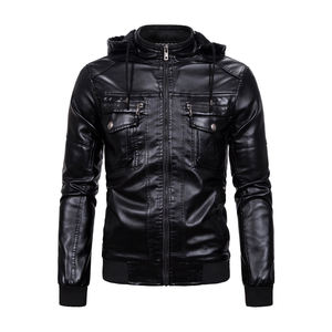 แจ็กเก็ตหนัง PU ของผู้ชายผ้ากำมะหยี่บุผ้ากำมะหยี่สไตล์ซีดสำหรับฤดูใบไม้ร่วงและฤดูหนาว - Product Image 6