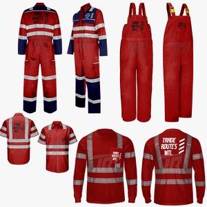 Ensemble de sécurité avec logo personnalisé réfléchissant pris en charge Chemise à col rond boutonnée en polyester en vrac Vêtements de sécurité imperméables - Product Image 1