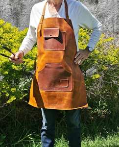 Tablier multifonctionnel en cuir à approvisionnement direct d'usine Tablier de travail résistant à l'huile pour barbecue LPN-0062 - Product Image 2