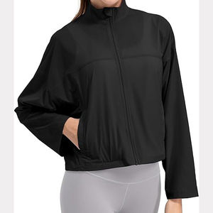 Veste de sport confortable et douce pour femme, extensible, à fermeture éclair intégrale, haut de sport, veste de fitness à manches longues avec trou pour le pouce - Product Image 3