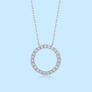 Popular <b>Simple</b> Jewellery Circle Iced Moissanite Brilliant Cut Pendant Link Chain <b>Necklace</b> High Quality Shape 925 Sterling Silver - Product Image 2