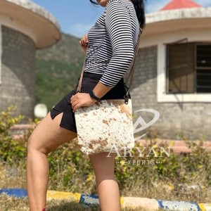 Bolso de mano para mujer, bandolera de hombro, bolsos de piel de vaca auténtica, bolsos de nuevo diseño de estilo occidental hechos a mano - Product Image 1