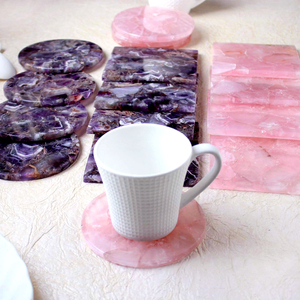 Set de Cristales de Cuarzo Rosa en Forma de Lápiz |   Joyería de amatista, resina epoxi, azulejos de mármol |   Posavasos de Geoda, Decoración para el Hogar con Piedras Preciosas Naturales - Product Image 2