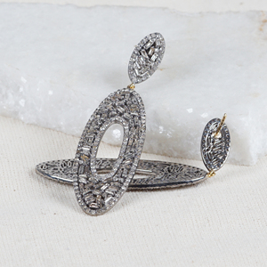 Pendientes de Plata 925 con Diamantes Baguette Naturales, Hechos a Mano, con Cierre a Presión, Joyería Fina, 17X60 MM - Product Image 4