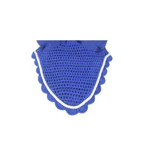 Velo/Máscara para Caballos de Ganchillo de Algodón Transpirable de Color Azul, Cubierta para Orejas Elástica Contra Insectos, ASHMIRA EQUESTRIAN - Product Image 3