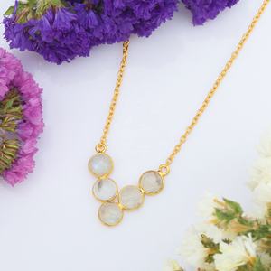 Collares de Plata de Ley 925 con cadena colgante chapada en oro de arcoíris blanco natural estilo bonito acento de lujo - Product Image 3