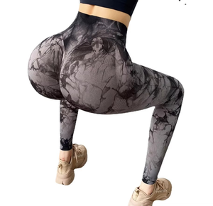 Couleurs personnalisées Tie Dye Pantalon de yoga taille haute Sexy Scrunch Gym Running Leggings sans couture pour les femmes - Product Image 1