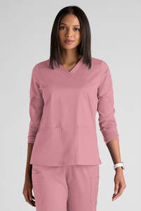 Top de manga larga con cuello en V para mujer, uniforme médico, ropa de trabajo de enfermería - Product Image 4