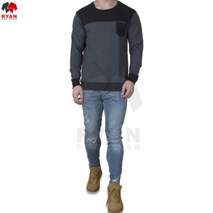 Sweat-shirts d'hiver de service OEM Dernier design Couleur unie Basics Coton mélangé Polaire à manches longues Col rond Hommes Logo personnalisé - Product Image 5