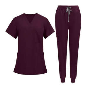 Uniforme de Enfermera de Alta Calidad, Tejido de Verano en Algodón y Poliéster, Cuello en V, Personalizable, para Mujer - Product Image 1