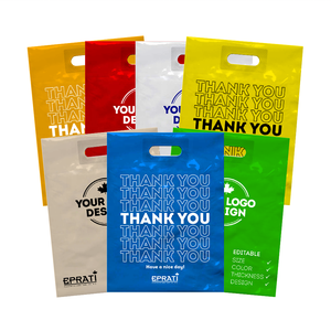 Sac en plastique biodégradable MDPE avec poignée découpée sur mesure, logo personnalisé, pour vêtements, fabricant turc - Product Image 1