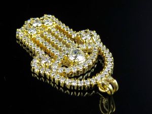 Nouveauté personnalisé Hamsa main VVS Moissanite diamant pendentif à breloque en argent 925 cadeau de noël et bijoux de fête - Product Image 2