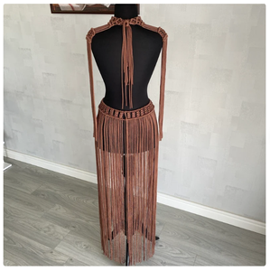 Costume de festival BRIDE TO BE coton tissé à la main Festival vêtements Bustier haut court femmes macramé robe de plage - Product Image 1