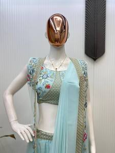 Inde Designer Koti Trendy Trois pièces Prêt-à-porter Western Saree Set pour les fêtes Mode ethnique moderne pour la saison des mariages - Product Image 6